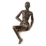 A 19TH CENTURY CARVED WOOD LAY FIGURE