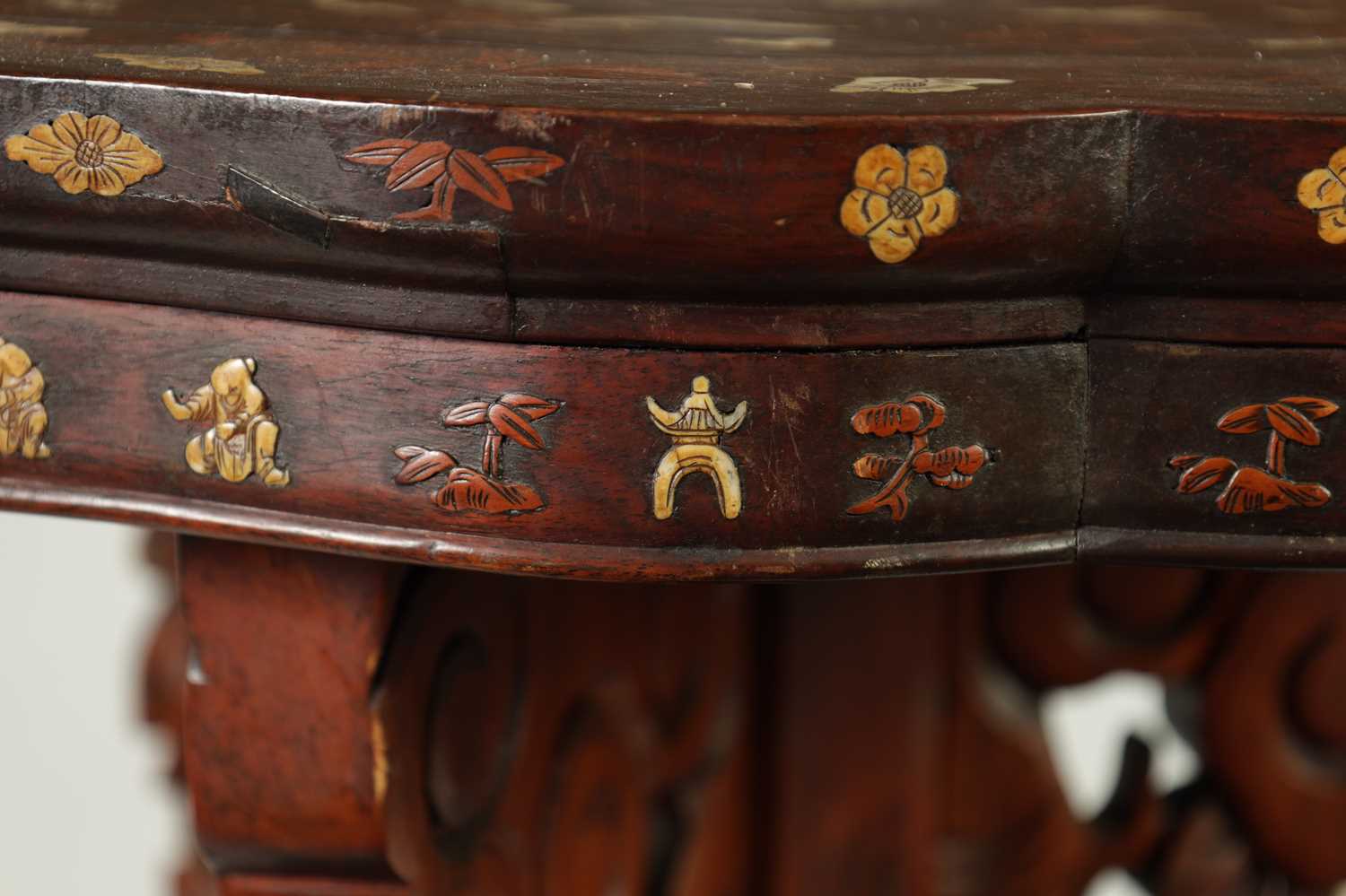 A 19TH CENTURY CHINESE BOXWOOD AND IVORY INLAID HARDWOOD OCCASIONAL TABLE - Image 6 of 6