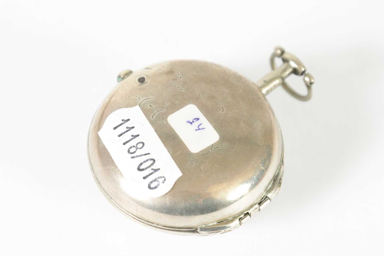 B. CLAY, LONDON. AN EARLY 18TH CENTURY SILVER PAIR CASE VERGE POCKET WATCH - Image 10 of 10