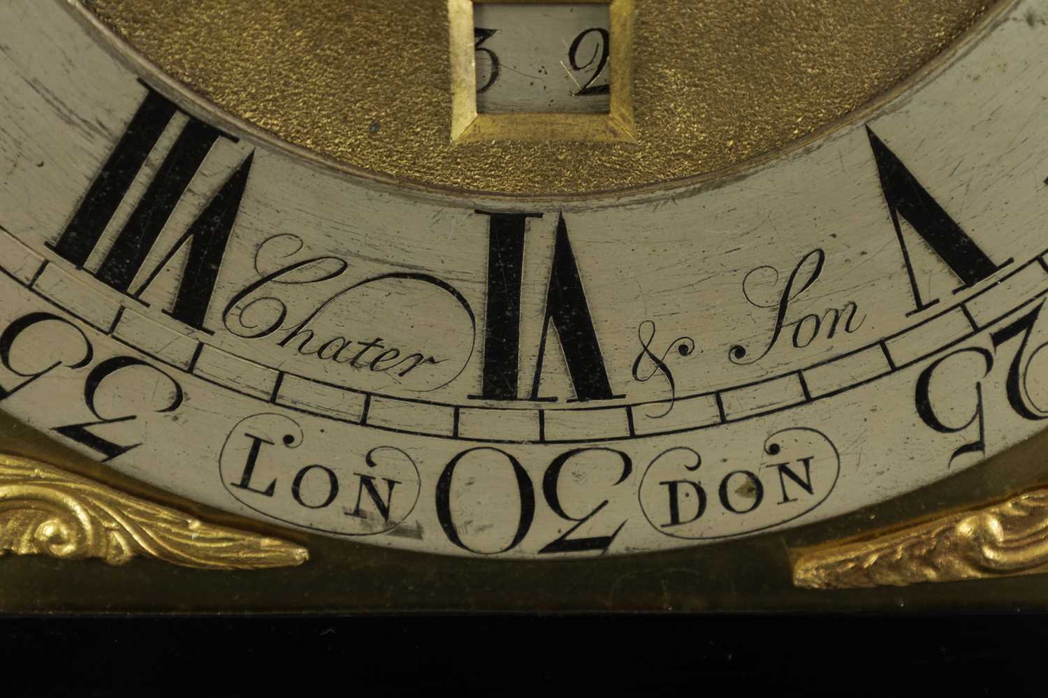 CHATER & SON, LONDON. A GEORGE III EBONISED VERGE BRACKET CLOCK - Image 5 of 14