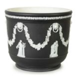 A WEDGWOOD BLACK GROUND JASPER WARE LARGE JARDINIERE CIRCA 1900