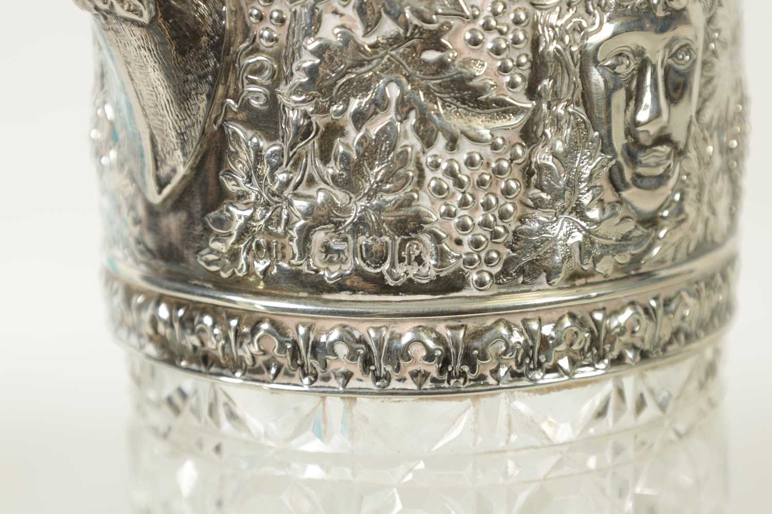 A GOOD PAIR OF LATE VICTORIAN SILVER-MOUNTED CUT GLASS CLARET JUGS - Image 12 of 14