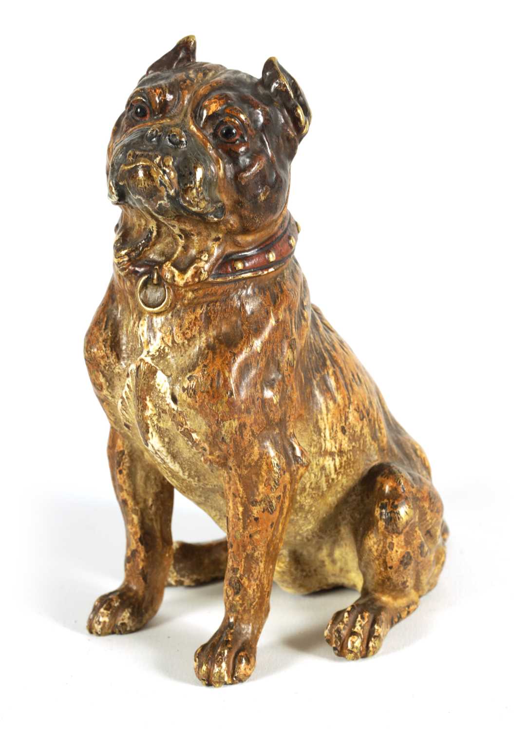 FRANZ BERGMAN, A LATE 19TH CENTURY AUSTRIAN COLD PAINTED BRONZE SCULPTURE OF A BULL MASTIFF