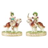 A RARE PAIR OF EARLY 19TH CENTURY MINTON 'WAR AND PEACE' FIGURINES