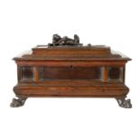 A 17TH CENTURY ITALIAN WALNUT MINIATURE CASSONE