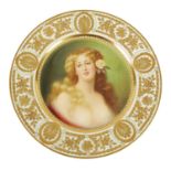 A FINE LATE 19TH CENTURY B.P.M VIENNA PORCELAIN CABINET PLATE SIGNED E.VOLK