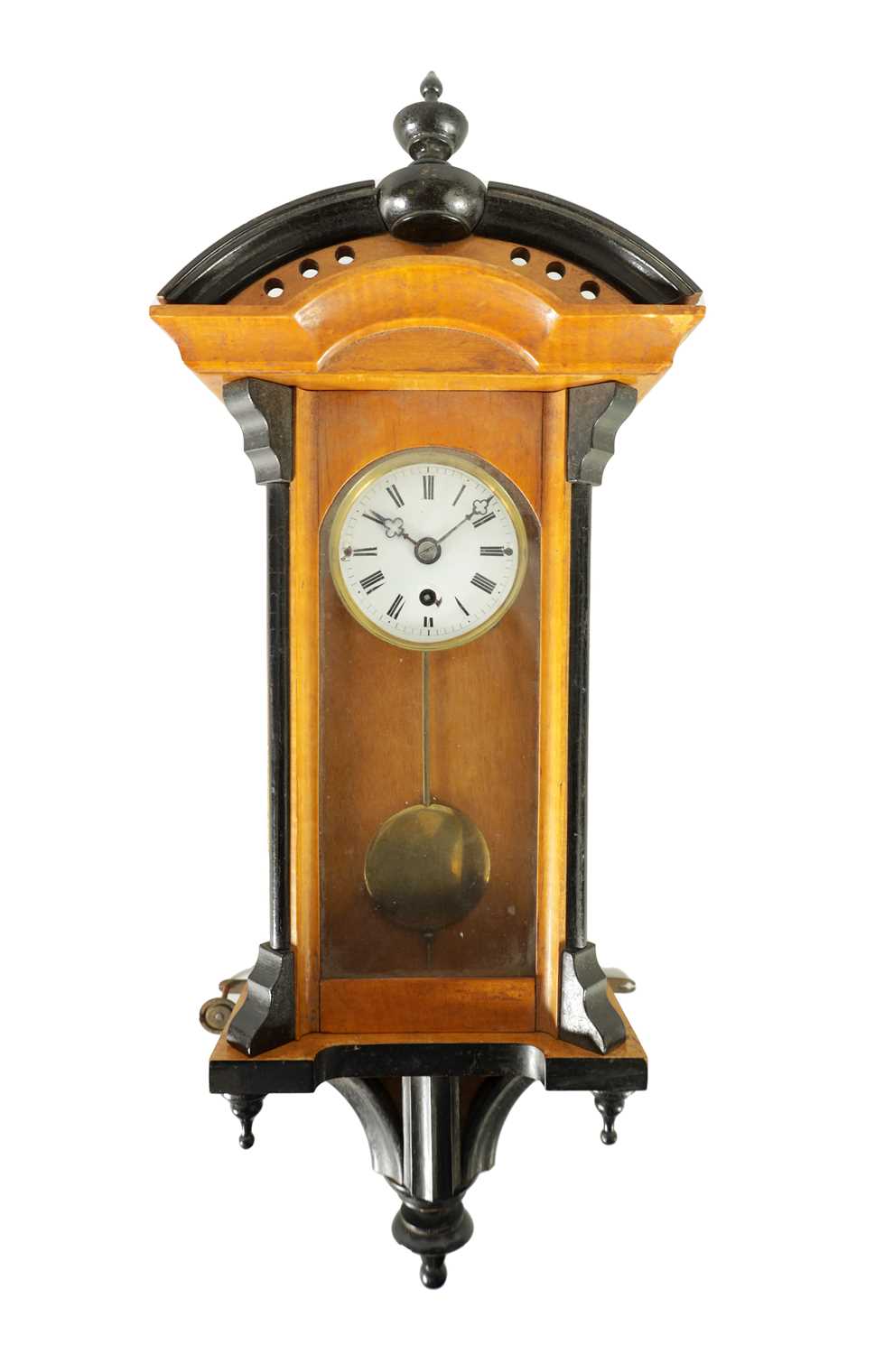 A LATE 19TH CENTURY MINIATURE VIENNA STYLE WALL CLOCK