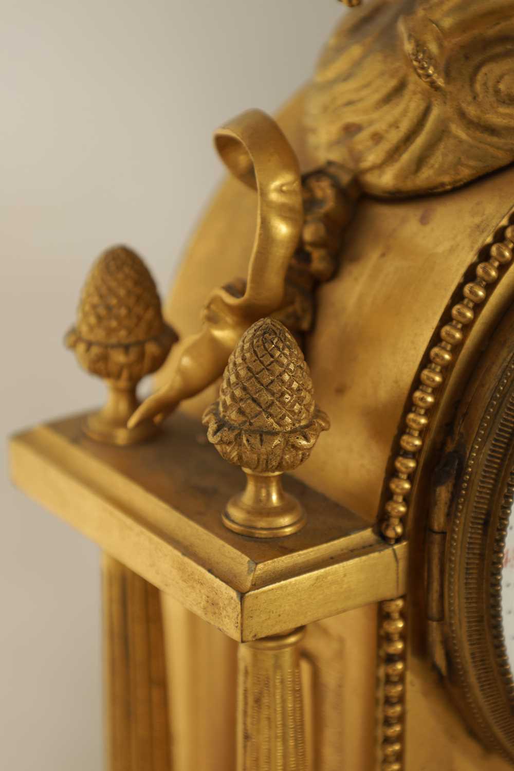 A 19TH CENTURY FRENCH ORMOLU AND WHITE MARBLE CLOCK GARNITURE - Image 4 of 13