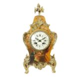 A LATE 19TH CENTURY FRENCH ORMOLU MOUNTED 'VERNIS MARTIN' MANTEL CLOCK