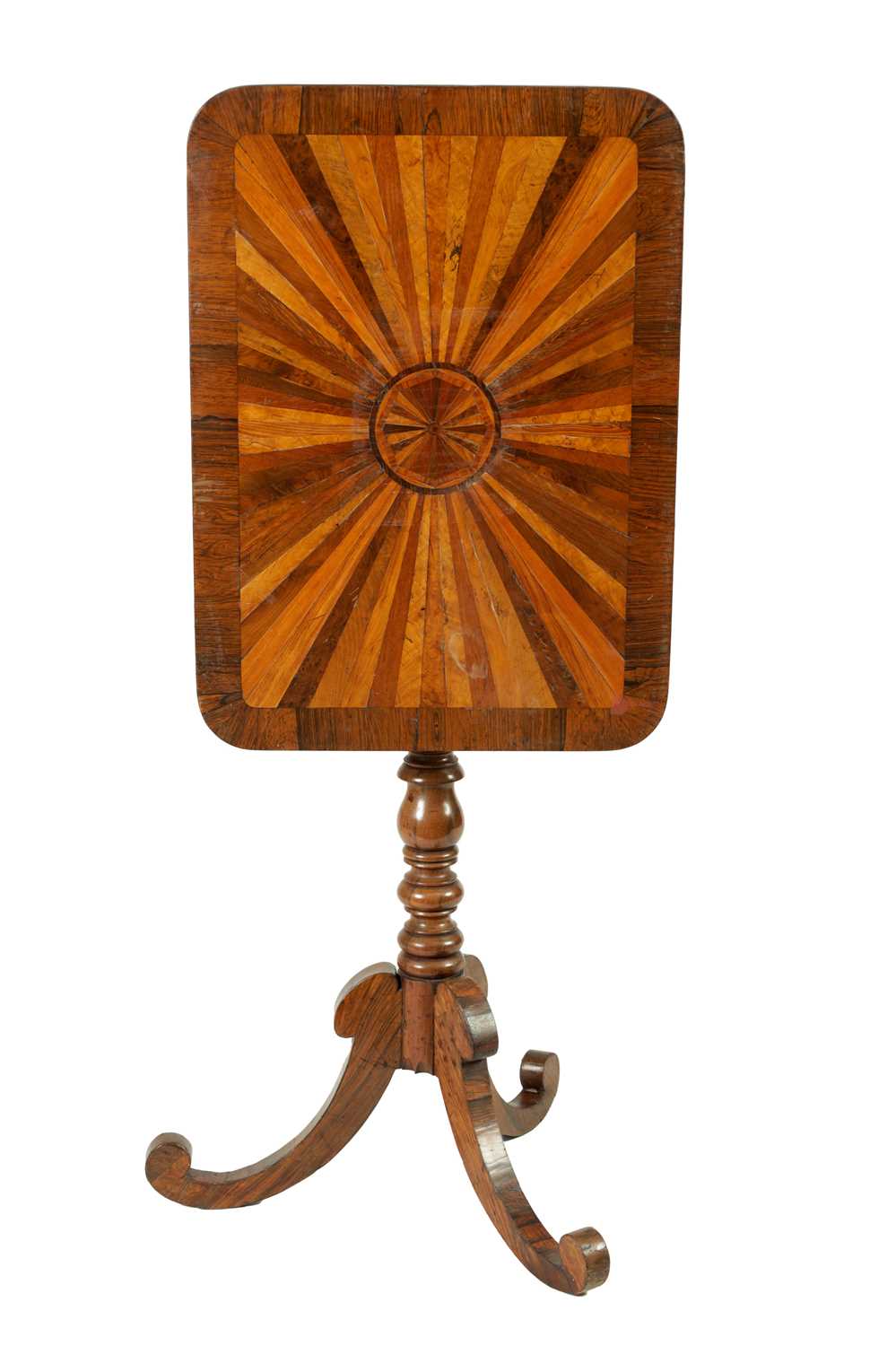 A 19TH CENTURY SPECIMEN INLAID AND ROSEWOOD OCCASIONAL TABLE