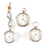A COLLECTION OF THREE SILVER OPEN FACE FOB WATCHES