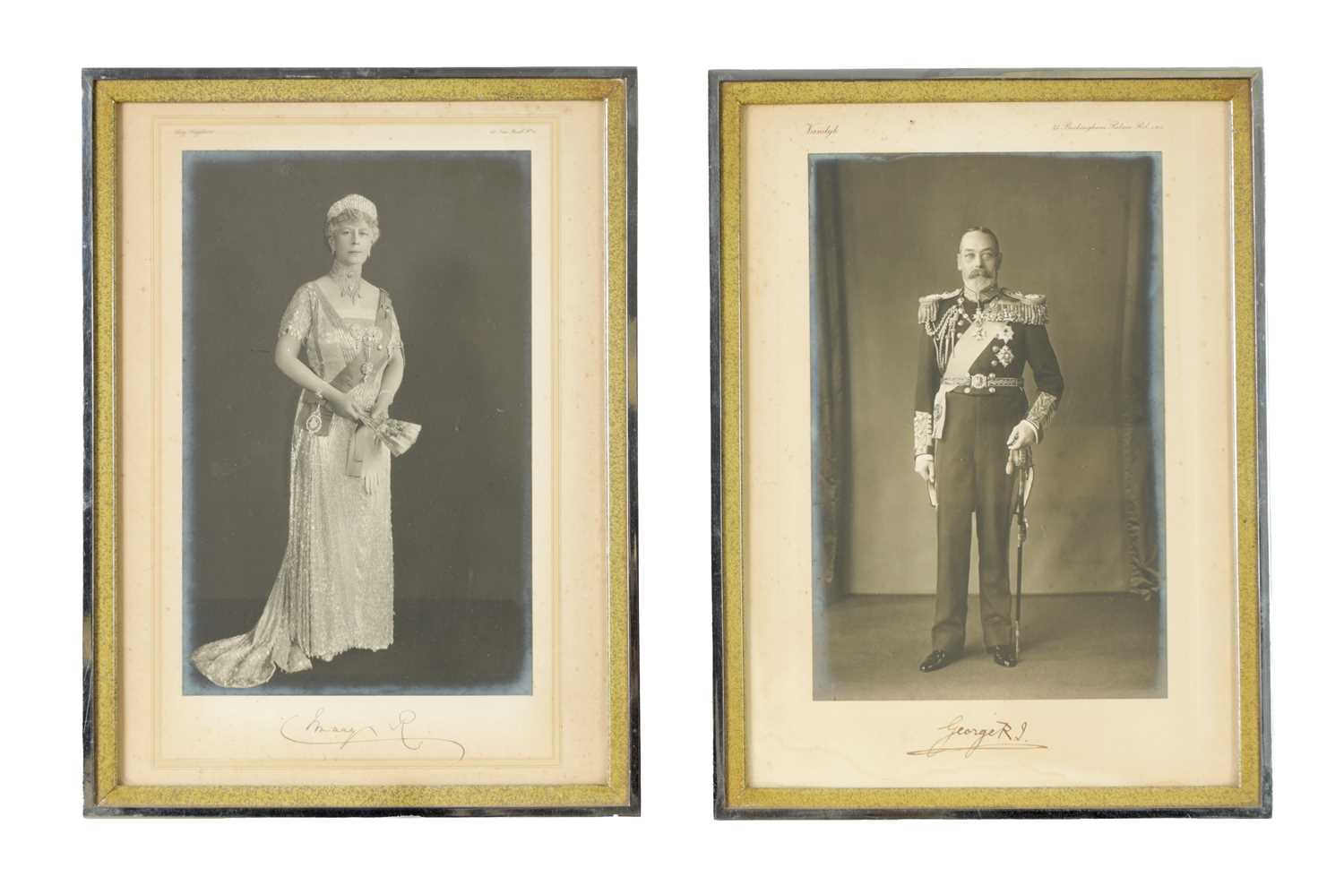 OF ROYAL INTEREST. A PAIR OF SIGNED FULL-LENGTH PORTRAIT PHOTOGRAPHS OF GEORGE V AND QUEEN MARY