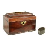 A GEORGE III MAHOGANY TEA CADDY