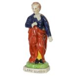 A MID 19TH CENTURY STAFFORDSHIRE FIGURE OF LORD BYRON