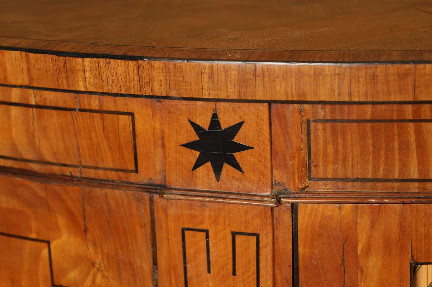 A GEORGE III EBONY INLAID AND FIGURED SATINWOOD DEMI LUME SIDE CABINET - Image 3 of 9