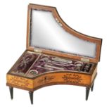 A MID 19TH CENTURY FRENCH MUSICAL INLAID SEWING BOX