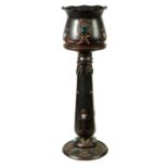 A BRETBY ART NOVEAU SIMULATED COPPER WARE PEDESTAL JARDINIERE