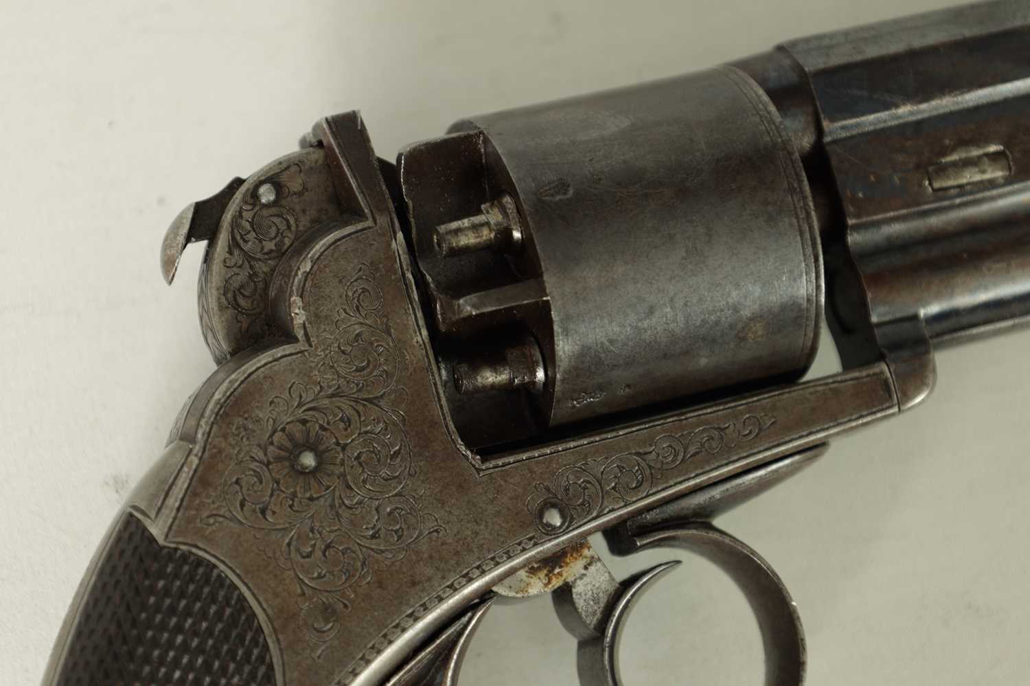 A RARE MID 19TH CENTURY CASED 54-BORE BENTLY PATENT FIVE-SHOT SELF-COCKING PERCUSSION REVOLVER - Image 9 of 12