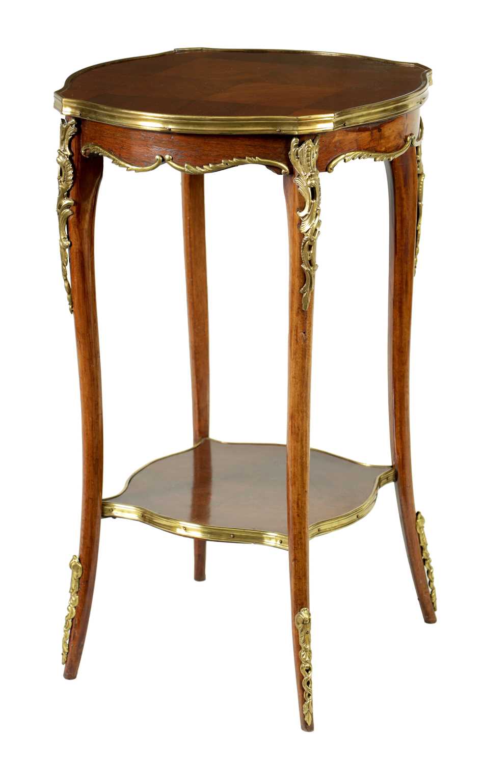 A LATE 19TH CENTURY FRENCH ORMOLU MOUNTED WALNUT OCCASIONAL TABLE