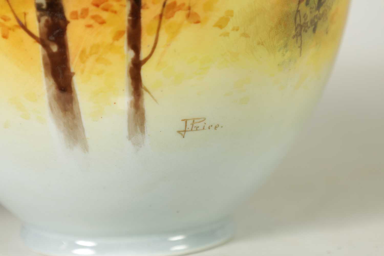A PAIR OF ROYAL DOULTON PRINTED WARE BULBOUS SHOULDERED VASES SIGNED J PRICE - Image 7 of 10