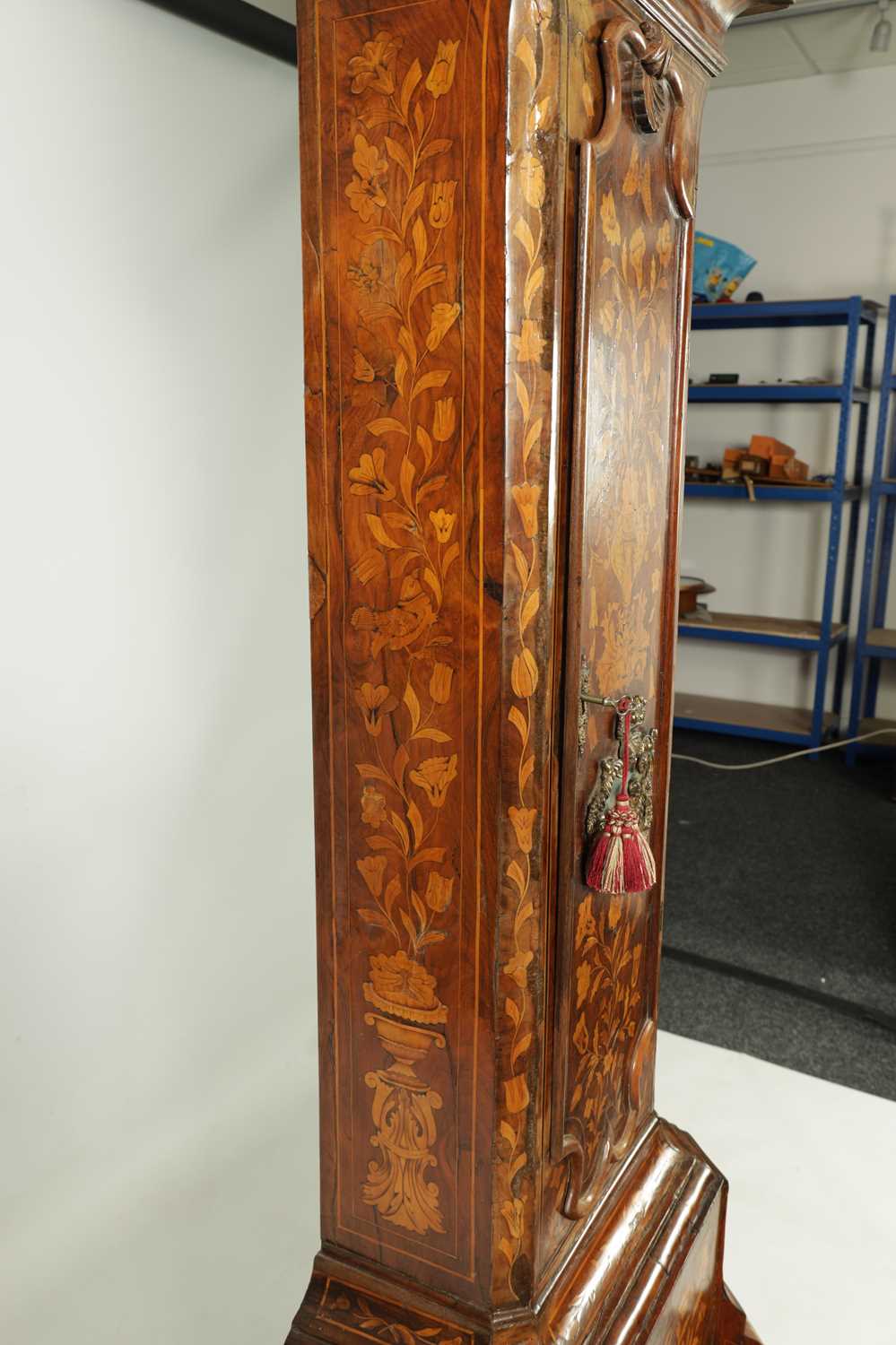 JOHN MARRIOTT, LONDON. A FINE 18TH CENTURY WALNUT AND DUTCH MARQUETRY 8-DAY LONG CASE CLOCK - Image 11 of 13