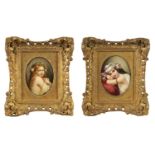 A FINE MATCHED PAIR OF LATE 19TH CENTURY VIENNA OVAL CONVEX FRAMED PORCELAIN PLAQUES