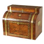A LARGE REGENCY BRASS INLAID ROSEWOOD COMBINATION TANTALUS AND TEA CADDY