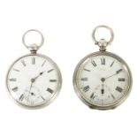 TWO EARLY 20TH CENTURY SILVER CASED OPEN-FACED POCKET WATCHES