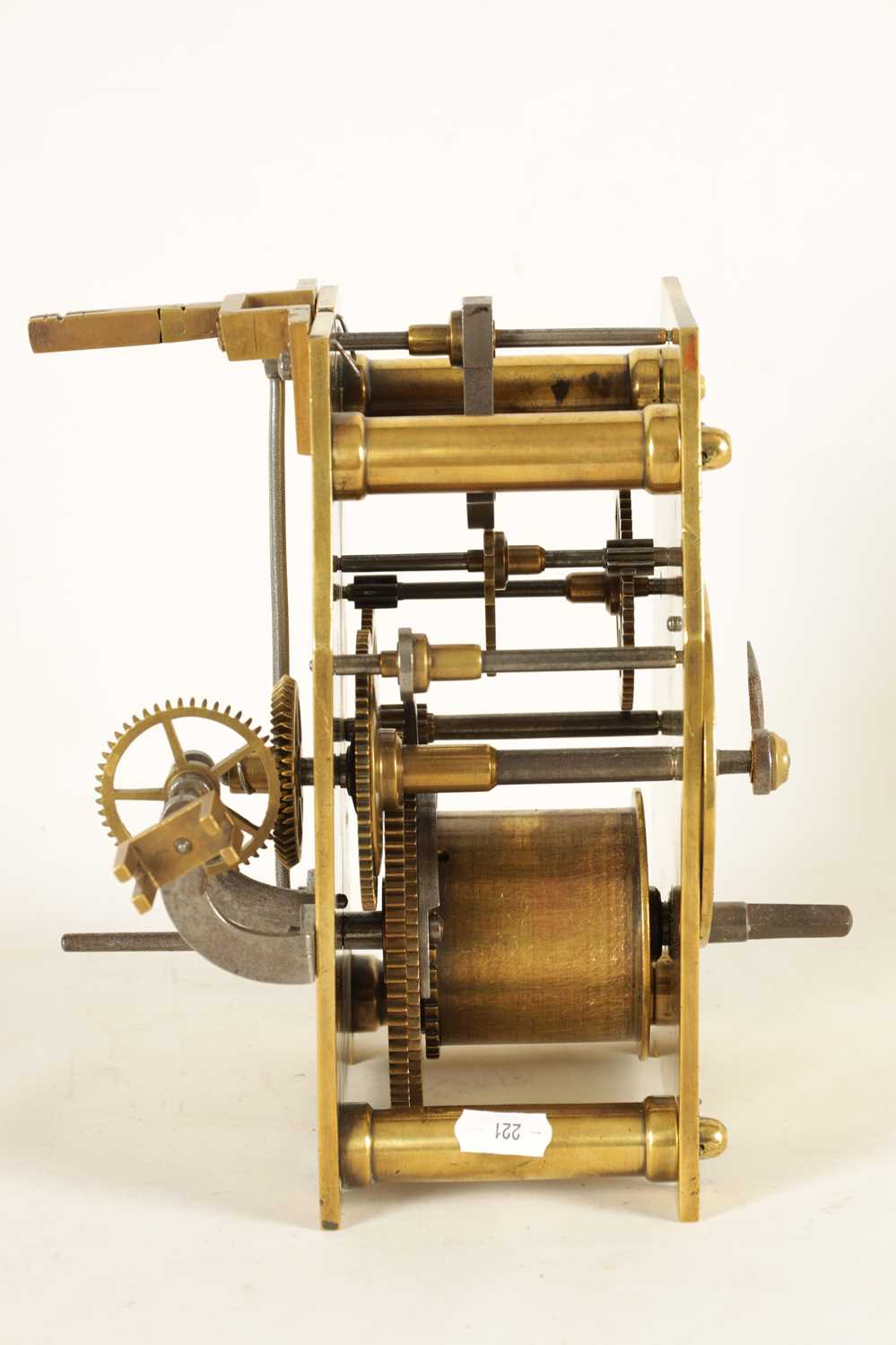 AN EARLY 19TH CENTURY BRASS PLATED WEIGHT DRIVEN TURRET CLOCK MOVEMENT - Image 8 of 11