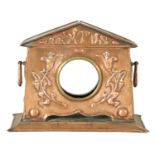 AN ARTS AND CRAFTS COPPER MANTEL CLOCK CASE