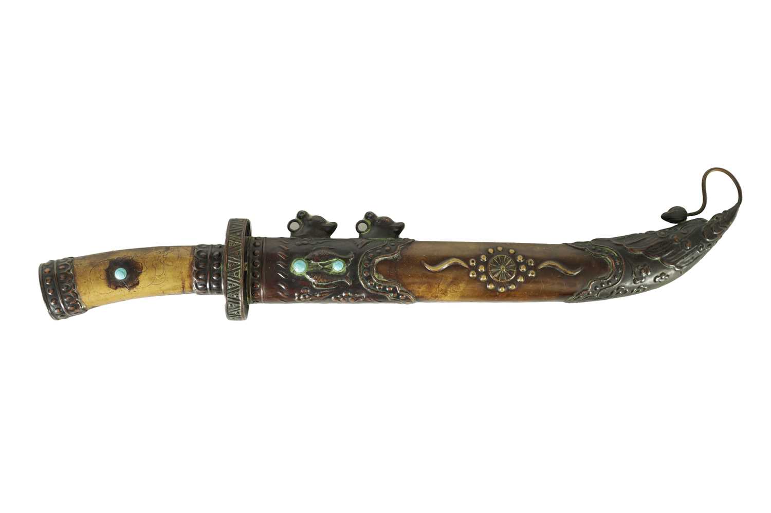 A 19TH CENTURY MONGOLIAN DAGGER - Image 2 of 7