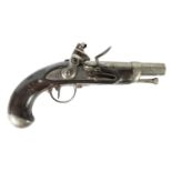 AN EARLY 19TH CENTURY FRENCH FLINTLOCK SERVICE PISTOL SIGNED MAUBEUGE