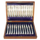 A VICTORIAN CASED SET OF SILVER CUTLERY