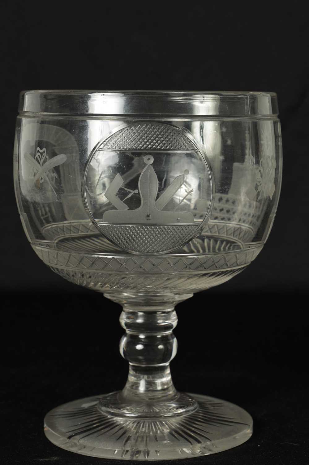 A LATE GEORGIAN MASONIC GLASS GOBLET - Image 3 of 7