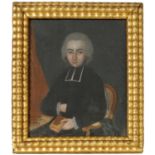 AN 18TH CENTURY OIL ON CANVAS-SEATED PORTRAIT OF A YOUNG GENTLEMAN