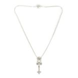 A 14CT WHITE GOLD TRIPLE DROP DIAMOND PENDANT NECKLACE