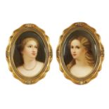 A PAIR OF LATE 19TH CENTURY VIENNA OVAL CONVEX HANGING PLAQUES