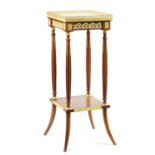 A 20TH CENTURY FRENCH GILT BRASS MOUNTED MAHOGANY SQUARE JARDINIERE STAND