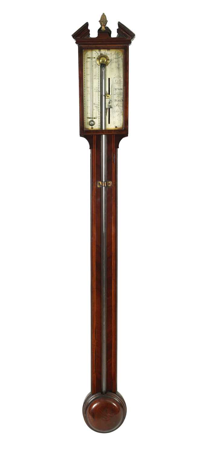 JOHN SILLE, FECIT. A REGENCY MAHOGANY STICK BAROMETER