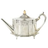 A GOOD GEORGE III SILVER TEAPOT AND STAND