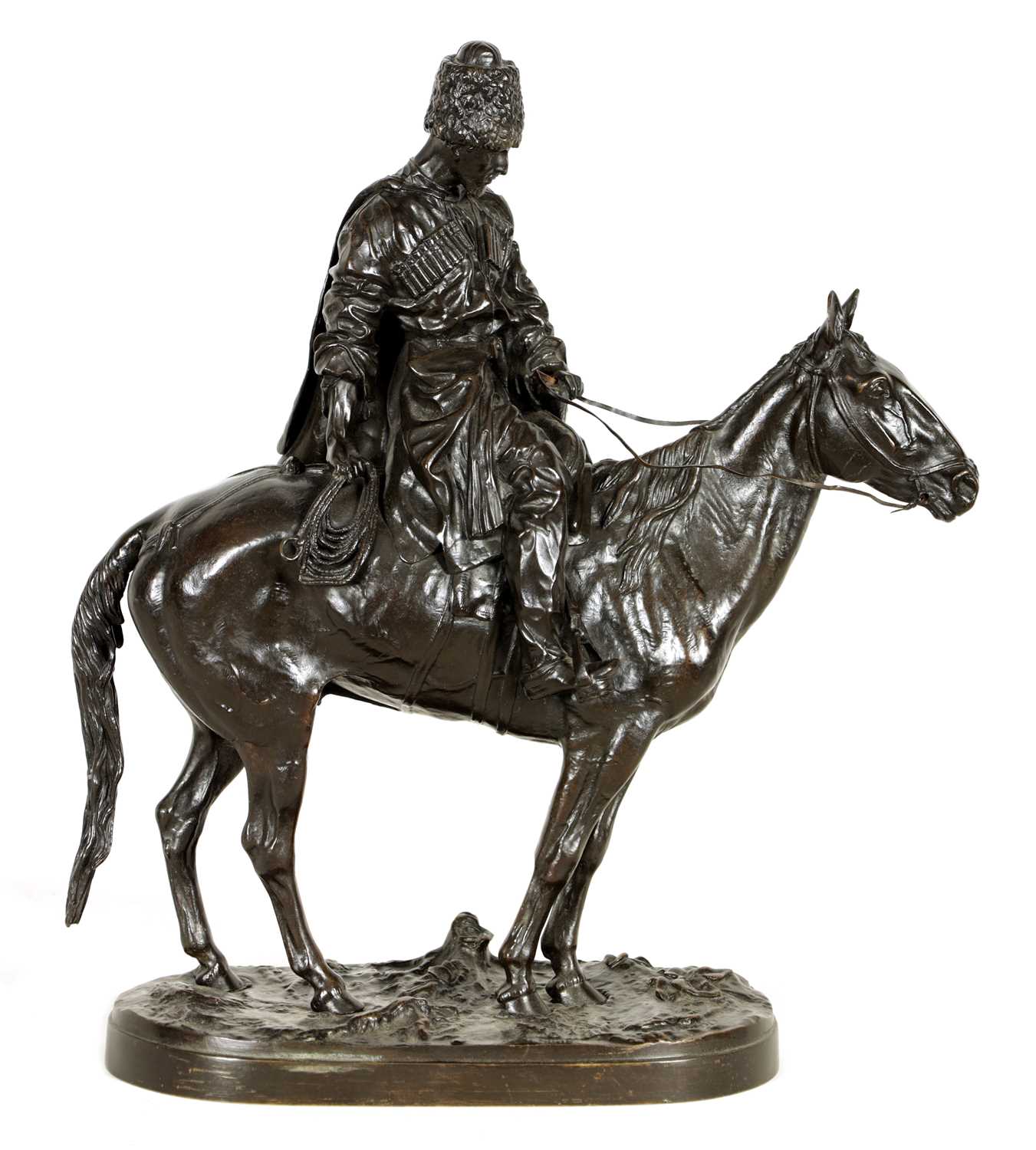 E. NAHCEPE. A LATE 19TH CENTURY RUSSIAN PATINATED BRONZE SCULPTURE