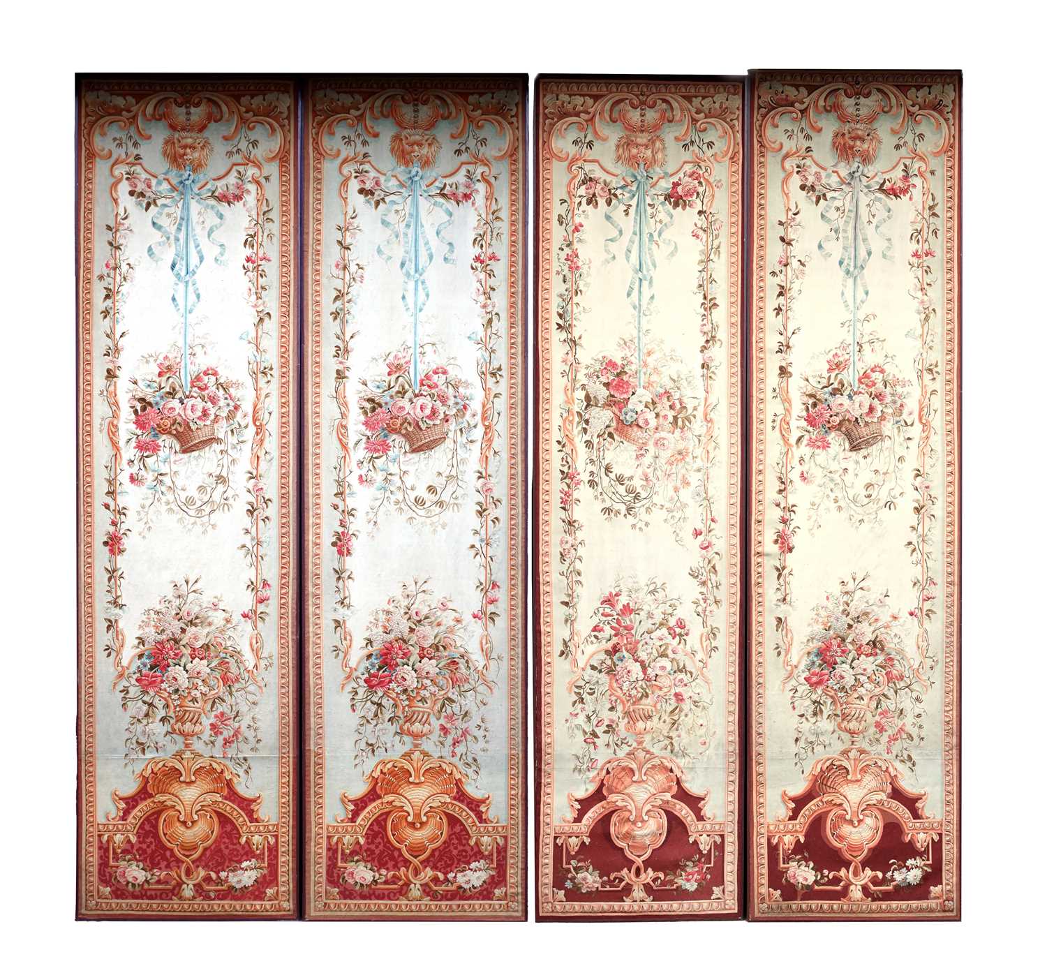 A MASSIVE SET OF FOUR 19TH CENTURY FRENCH TAPESTRY PANELS FROM LORD FORTE