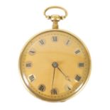 A SWISS GOLD OPEN FACED QUARTER REPEATING POCKET WATCH