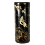 A 19TH CENTURY CHINOISERIE BLACK LACQUER STICK STAND