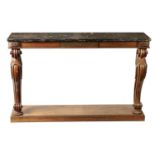 A REGENCY ROSEWOOD BRASS INLAID CONSOLE TABLE