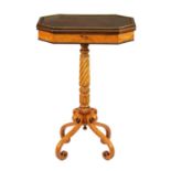 A REGENCY ROSEWOOD AND FIGURED SATINWOOD BIJOUTERIE TABLE