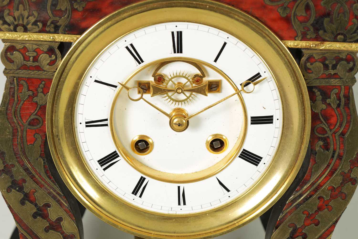 A LATE 19TH CENTURY FRENCH BOULLE TORTOISESHELL PORTICO CLOCK - Image 4 of 11