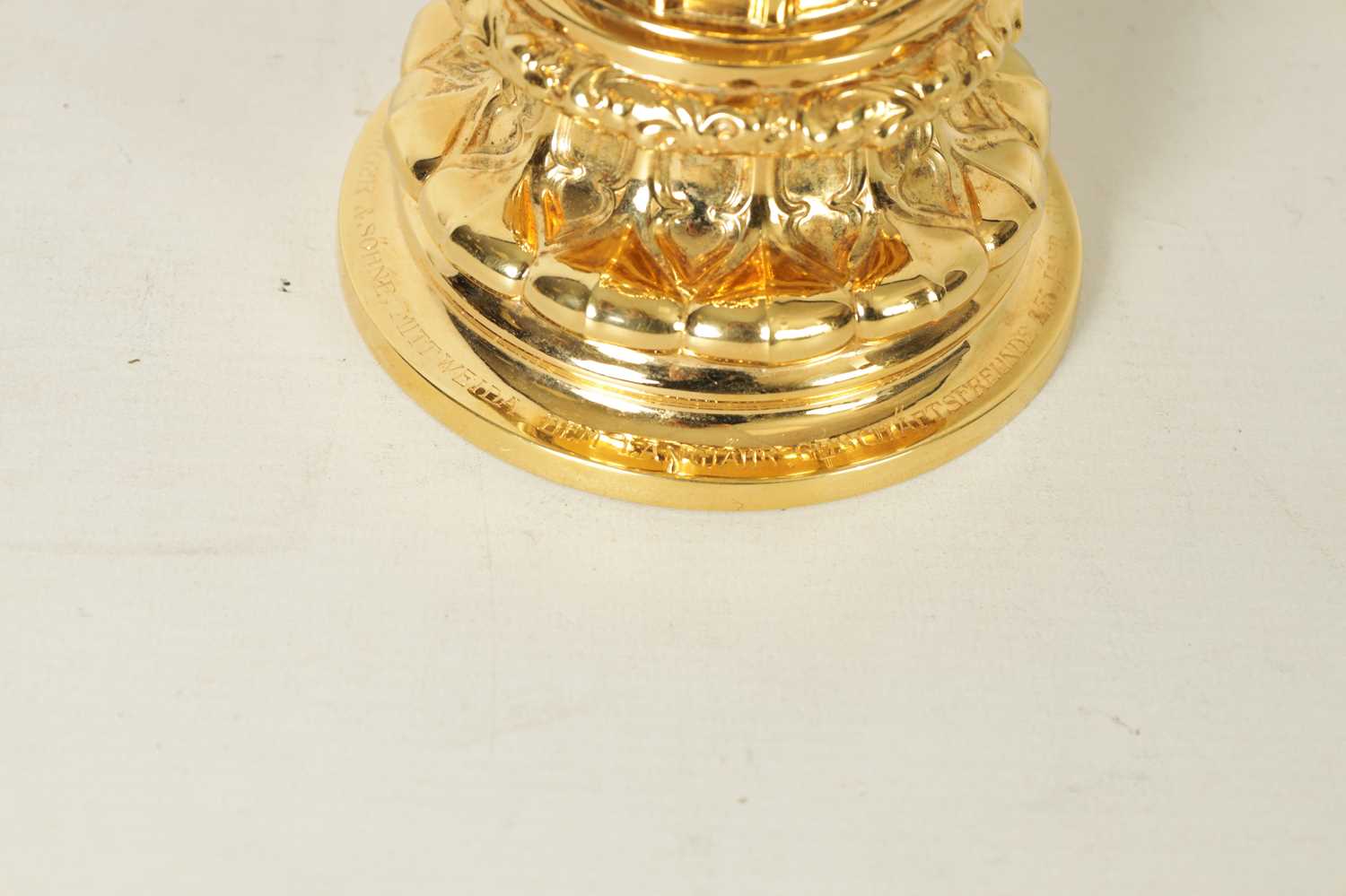 AN ART DECO GOTHIC REVIVAL CONTINENTAL SILVER GILT PRESENTATION CUP AND COVER - Image 4 of 10