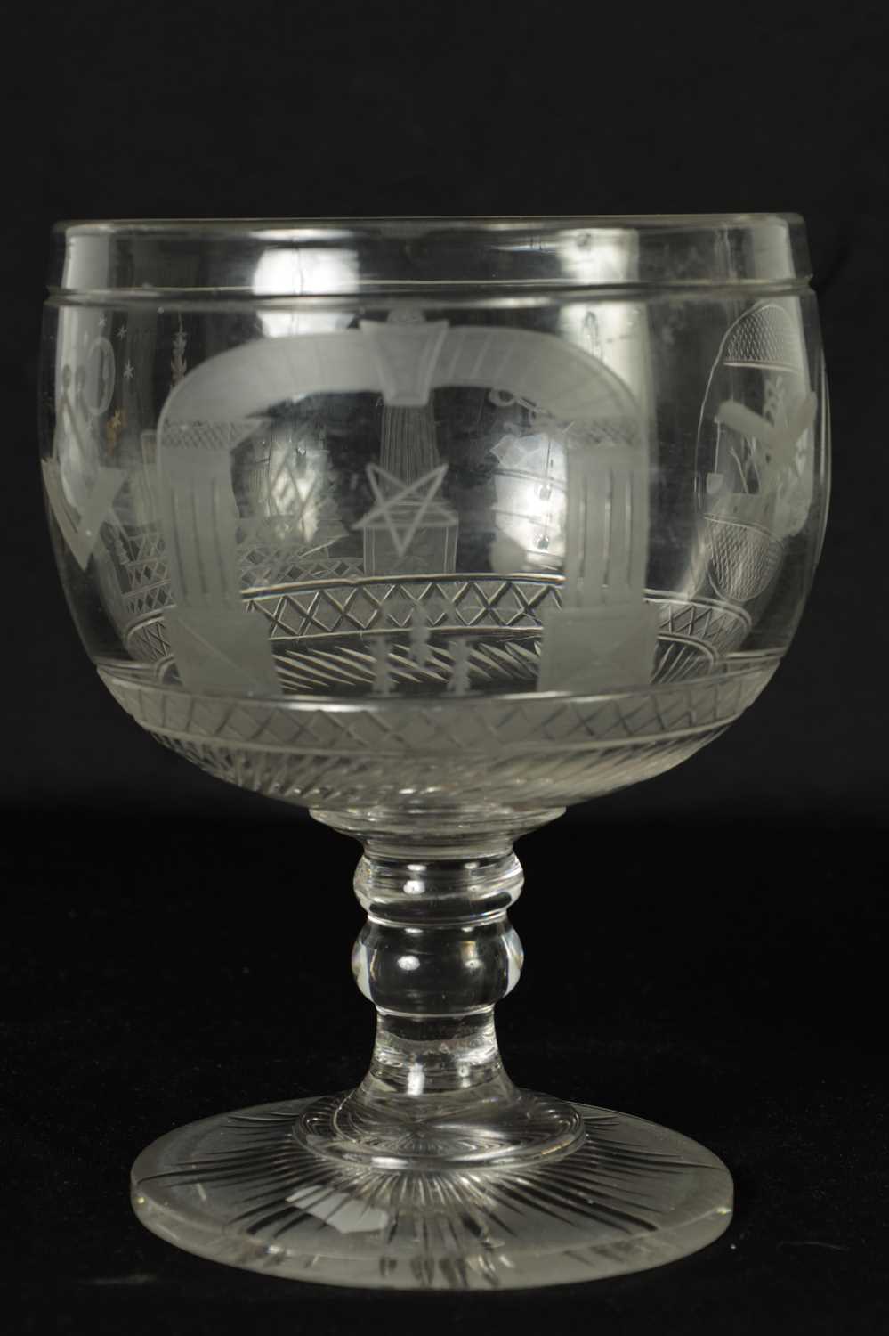 A LATE GEORGIAN MASONIC GLASS GOBLET - Image 4 of 7