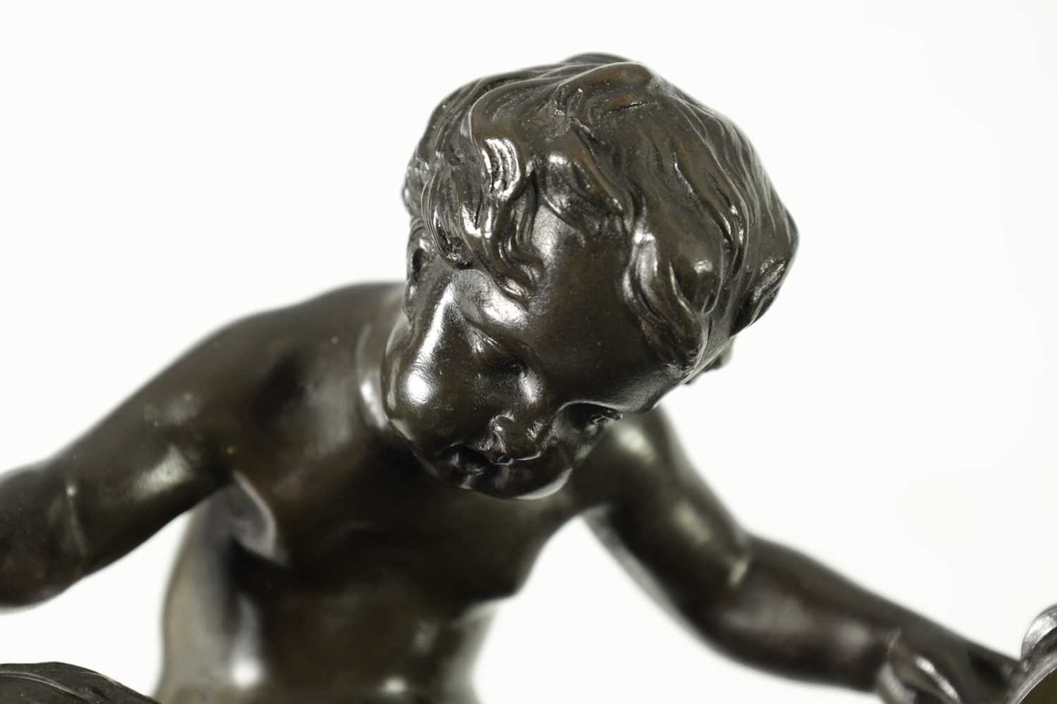 AFTER CLAUDE MICHEL CLODION. A FINLEY CAST 19TH CENTURY BRONZE OF BACHANTE AND DANCING PUTTI - Image 3 of 11